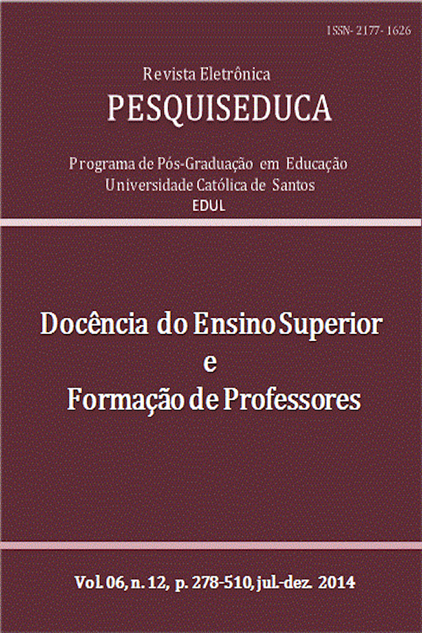 					Ver Vol. 6 Núm. 12 (2014): DOCÊNCIA NO ENSINO SUPERIOR E FORMAÇÃO DE PROFESSORES
				