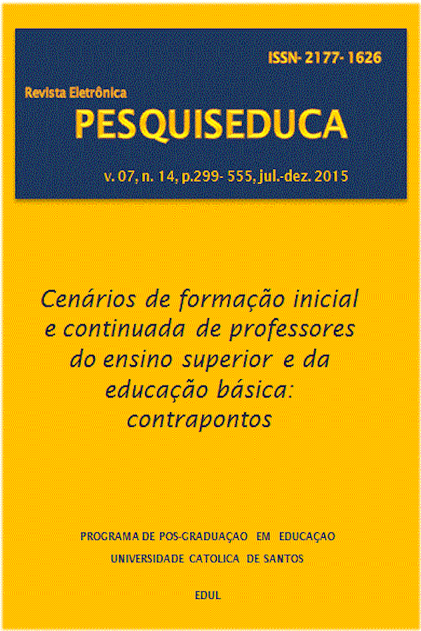 					Ver Vol. 7 Núm. 14 (2015): CENÁRIOS DE FORMAÇÃO  INICIAL E CONTINUADA DE PROFESSORES DO ENSINO SUPERIOR E DA EDUCAÇAO BÁSICA: CONTRAPONTOS
				