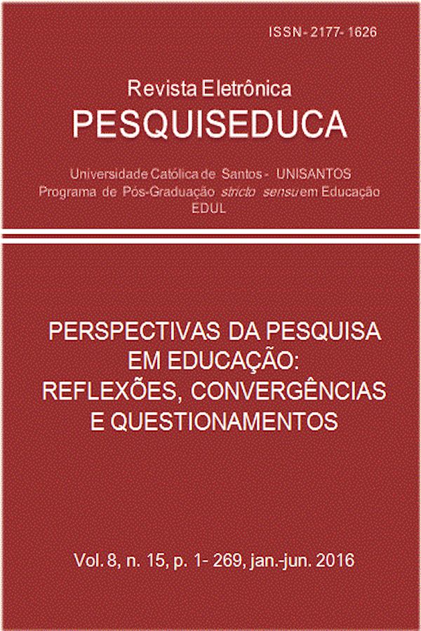 					Ver Vol. 8 Núm. 15 (2016): Perspectivas da pesquisa em Educação: compartilhando reflexões, convergências e questionamentos na pesquisa educacional
				